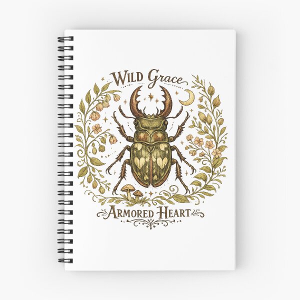 Item preview, Wild Grace Armored Heart Stag Beetle Botanical Moon Art Design designed and sold by inkoutninja.