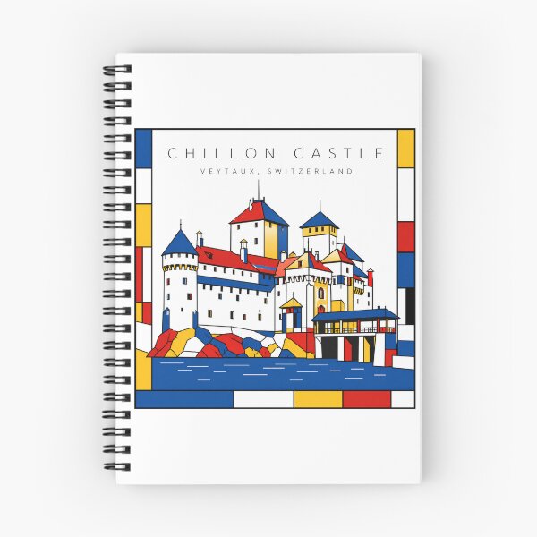 Item preview, Chillon Castle Switzerland Mondrian Style 3D Poster designed and sold by CMYKStudio.