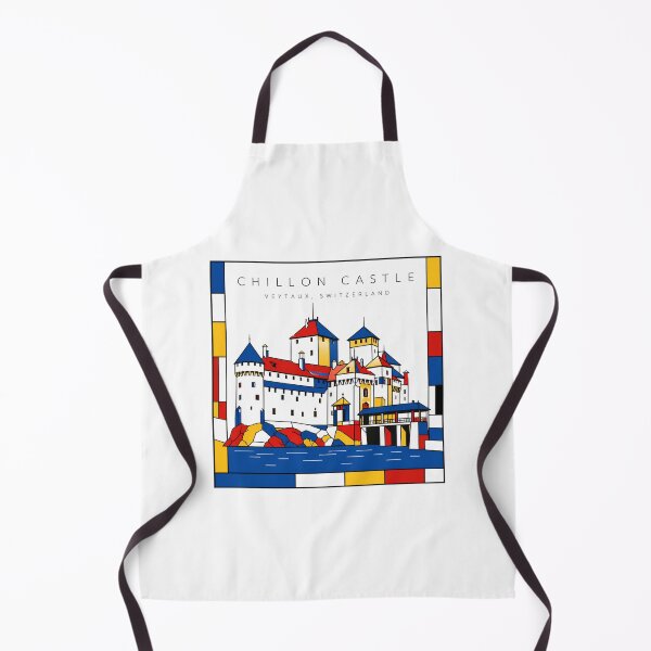 Item preview, Chillon Castle Switzerland Mondrian Style 3D Poster designed and sold by CMYKStudio.