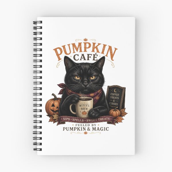 Item preview, Pumpkin Cafe Cat Gothic Storybook Poster Halloween designed and sold by RoyesButler.