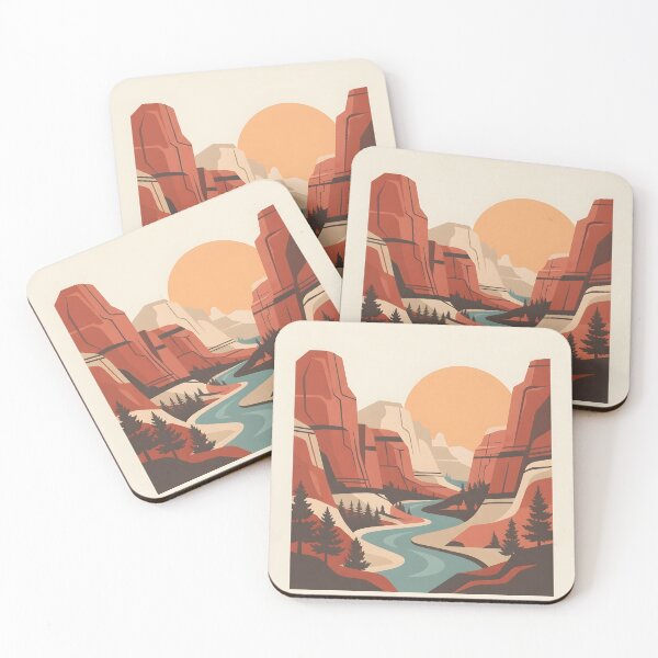 Item preview, Zion National Park Vintage Travel Poster - Minimalist Red Rock Art Print designed and sold by DuckOddity.