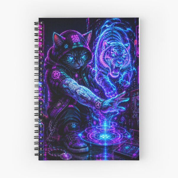 Item preview, Cyber Tiger Spirit Cat — Neon Mystic Warrior designed and sold by Neon Riot Studio.