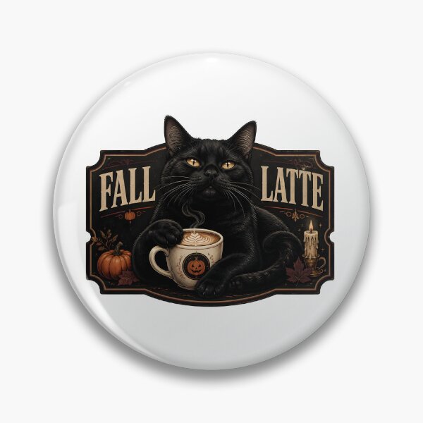 Item preview, Autumn Latte Cat Vintage Halloween Label Halloween designed and sold by RoyesButler.