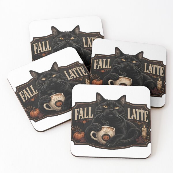 Item preview, Autumn Latte Cat Vintage Halloween Label Halloween designed and sold by RoyesButler.