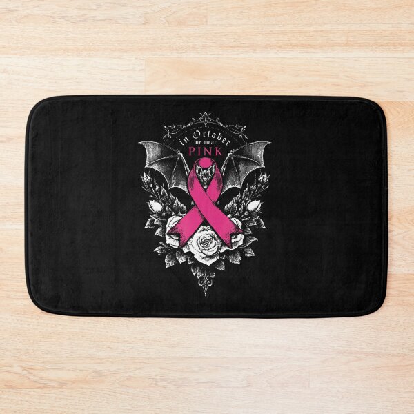 Item preview, In October We Wear Pink Bat Ribbon Gothic Rose Graphic designed and sold by Pider-Vampire.