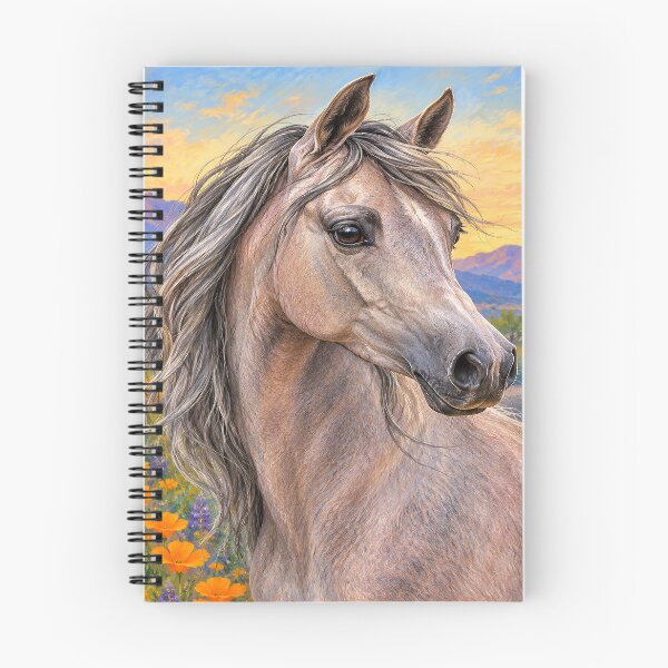 Item preview, Rose Gray Arabian Horse in California Wildflower Landscape designed and sold by ALW951.