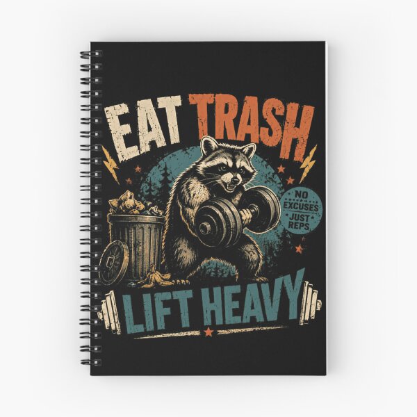 Item preview, Eat Trash Lift Heavy Raccoon Weightlifting Gym Motivation designed and sold by RetroMini2026.