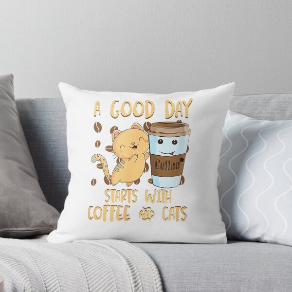 Item preview, Cats Coffee Tee A Good Day Starts With Coffee Cats T-Shirt designed and sold by Magoya Store ⭐⭐⭐⭐⭐.