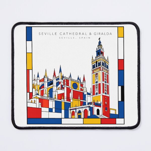 Item preview, Seville Cathedral Giralda Spain Mondrian Style 3D Poster designed and sold by CMYKStudio.