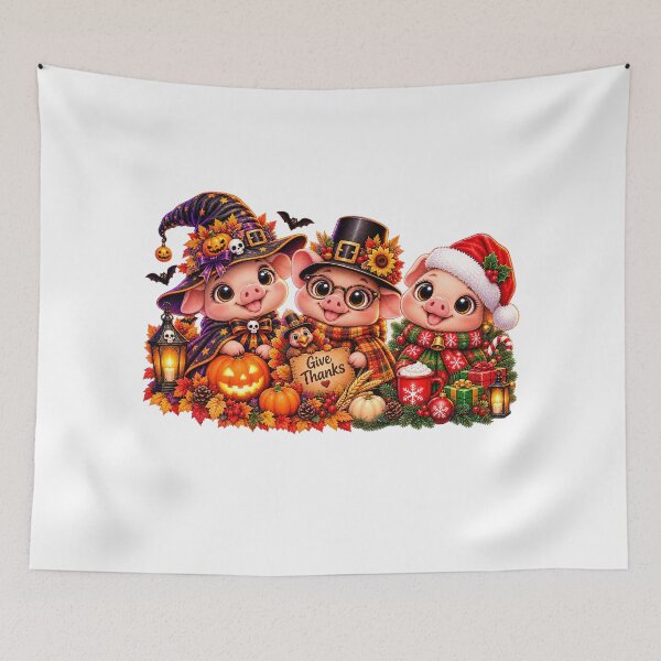 Item preview, Halloween Thanksgiving Christmas Holiday Pigs Spooky designed and sold by QuiteOrbit.