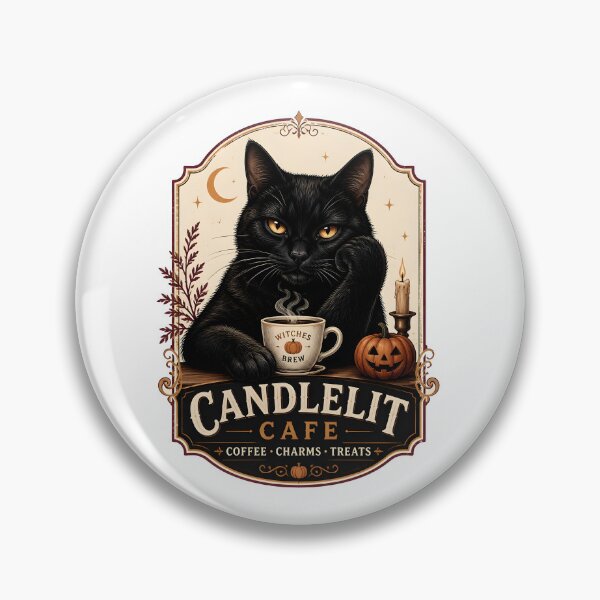 Item preview, Candlelit Cafe Cat Vintage Halloween Label Halloween designed and sold by RoyesButler.