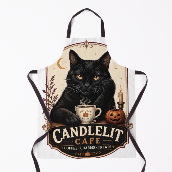 Item preview, Candlelit Cafe Cat Vintage Halloween Label Halloween designed and sold by RoyesButler.