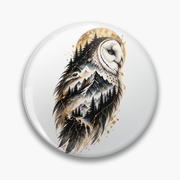 Item preview, Owl Over Dark Peaks | Owl Mountain Forest Art | Norvian designed and sold by Norvian.