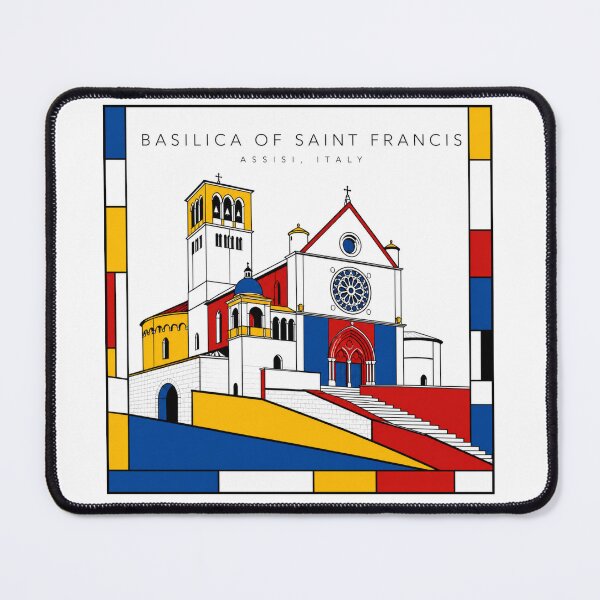 Item preview, Basilica of Saint Francis Assisi Italy Mondrian Style 3D Poster designed and sold by CMYKStudio.