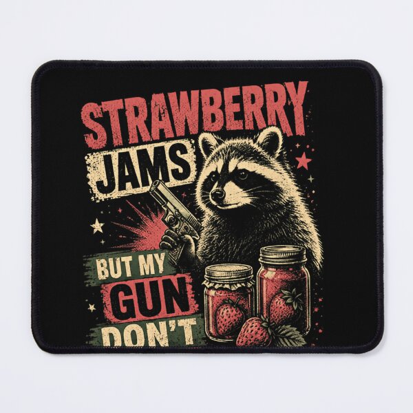 Item preview, Strawberry Jams But My Gun Don't Raccoon Firearm Owner Pun Humor designed and sold by RetroMini2026.