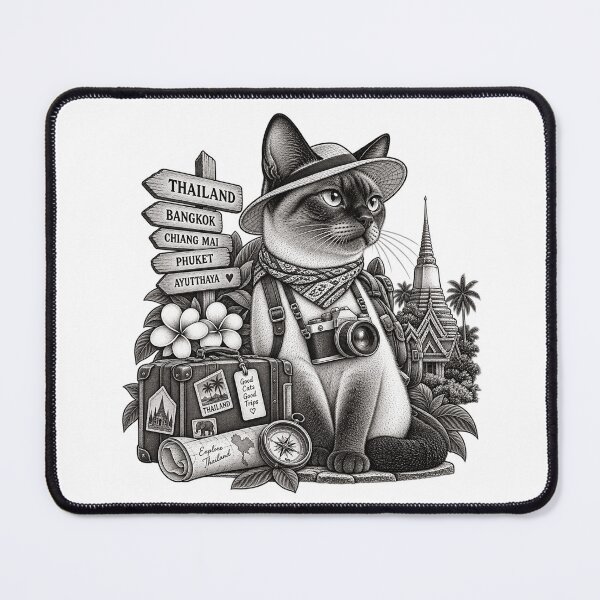 Item preview, Thailand Traveler Cat – Vintage Siamese Cat Travel Art designed and sold by mamhew2456.