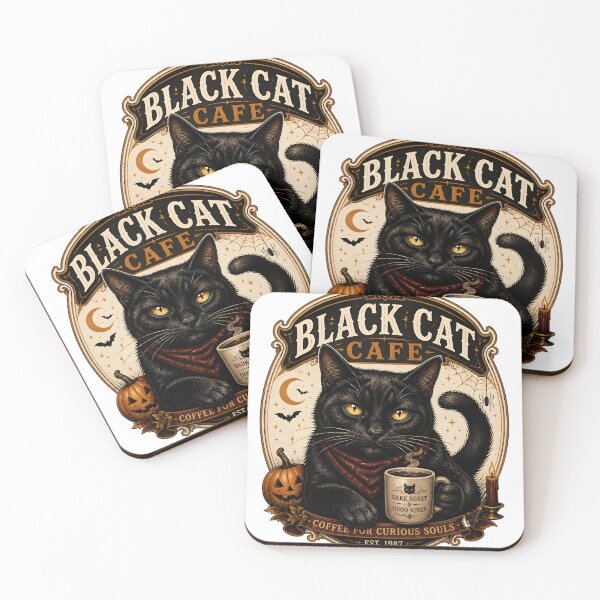 Item preview, Black Cat Cafe Regular Gothic Storybook Poster Halloween designed and sold by RoyesButler.