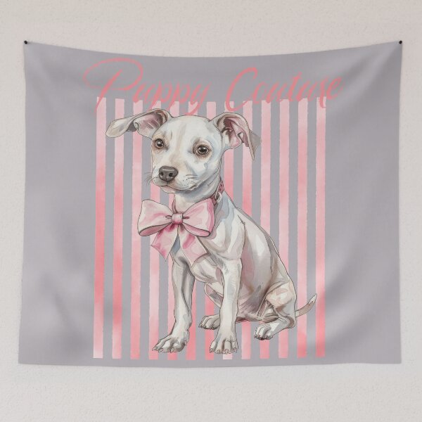 Item preview, Puppy Couture Black Script Bow Dog Fashion Illustration   designed and sold by FaeryNuff.