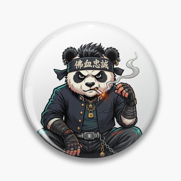 Item preview, Badass Panda Biker Smoking Cigar – 佛血忠誠 Punk Warrior designed and sold by LOVEARTDESIGN.