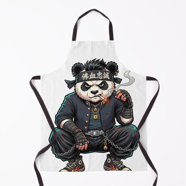 Item preview, Badass Panda Biker Smoking Cigar – 佛血忠誠 Punk Warrior designed and sold by LOVEARTDESIGN.