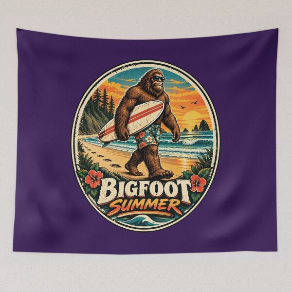 Item preview, Bigfoot Summer Vintage Sasquatch Surfing designed and sold by Swanny's Custom T-shirt and Gift Designs.