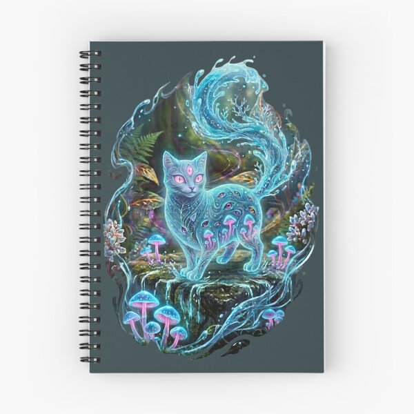 Item preview, Pink Mushroom Cat | Water Spirit | Bioluminescent Fantasy Art designed and sold by aliyeus.