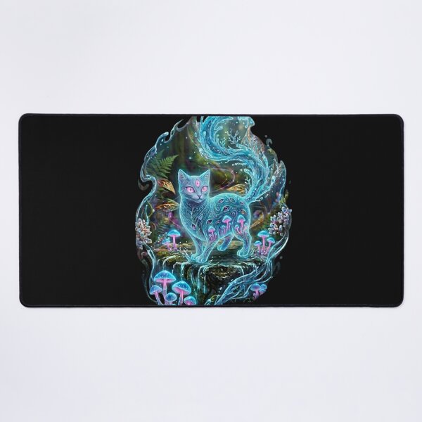 Item preview, Pink Mushroom Cat | Water Spirit | Bioluminescent Fantasy Art designed and sold by aliyeus.