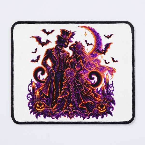 Item preview, Spooky Black Cat Wedding Couple Black Rose designed and sold by QuiteOrbit.