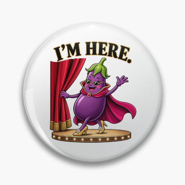 Item preview, I'm Here! Fabulous Kawaii Eggplant on Stage – Funny Vegetable Character | Glamorous Diva Cartoon designed and sold by MrDev.