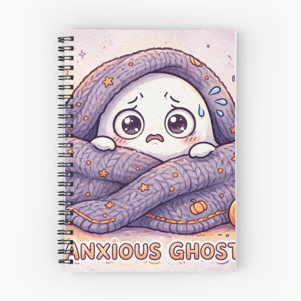 Item preview, Anxious Ghost Shirt – Cute Funny Mental Health Halloween Tee designed and sold by KERK Art and Design.