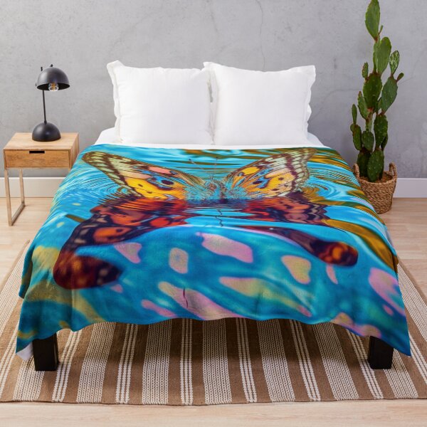 Item preview, Butterfly On Rippling Golden Blue Water designed and sold by MongLongStudio.