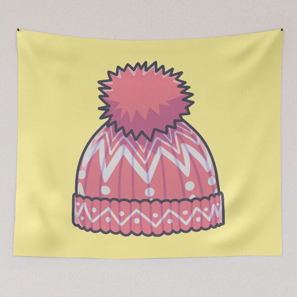 Item preview, Pink Patterned Winter Pom Pom Beanie designed and sold by tammist.