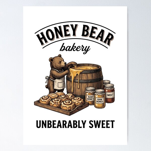 Item preview, Cute Honey Bear Bakery Sweet Treats Vintage Food designed and sold by StickerNestYou.