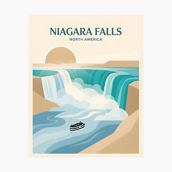 Item preview, Niagara Falls Vintage Travel Poster - Minimalist Waterfall Art Print designed and sold by DuckOddity.