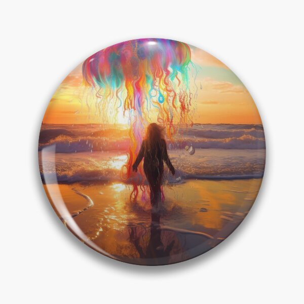 Item preview, Silhouette Beneath a Rainbow Jellyfish Sky designed and sold by MongLongStudio.