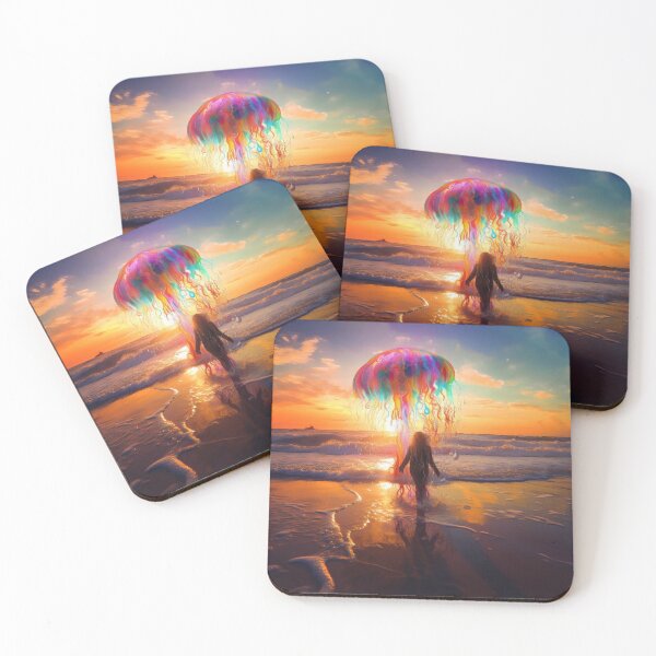 Item preview, Silhouette Beneath a Rainbow Jellyfish Sky designed and sold by MongLongStudio.