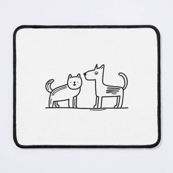 Item preview, Doodle illustration of a feline and canine staring from opposite ends designed and sold by rasagamastore.