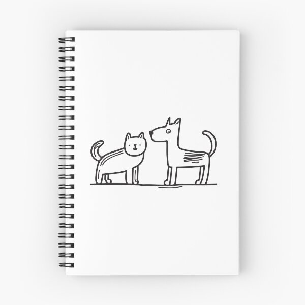 Item preview, Doodle illustration of a feline and canine staring from opposite ends designed and sold by rasagamastore.