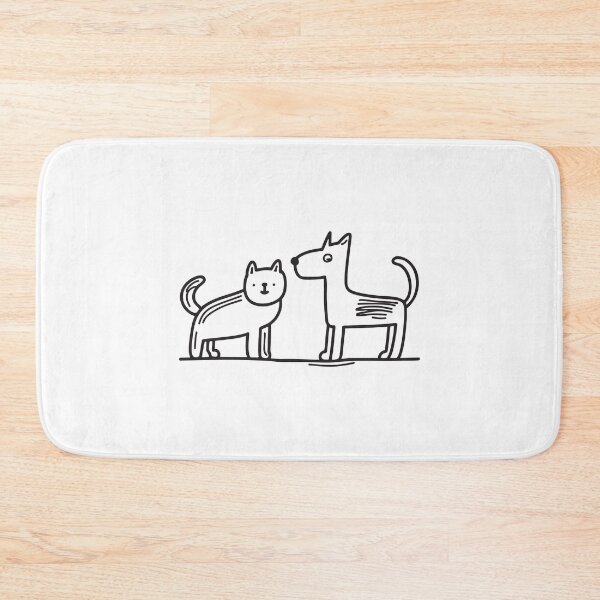 Item preview, Doodle illustration of a feline and canine staring from opposite ends designed and sold by rasagamastore.