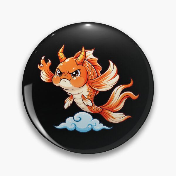 Item preview, Cute Kawaii Orange Dragon Fish Flying on a Cloud – Fierce Fantasy Koi Dragon | Magical Fish Character designed and sold by MrDev.