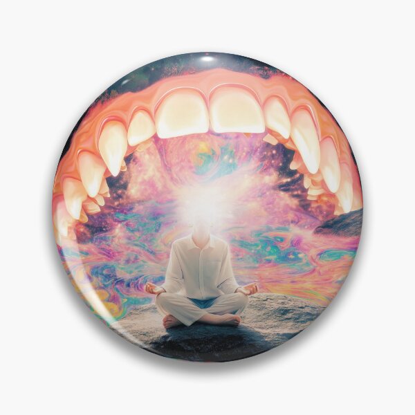 Item preview, Meditating Figure Beneath Giant Glowing Teeth designed and sold by MongLongStudio.