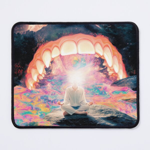 Item preview, Meditating Figure Beneath Giant Glowing Teeth designed and sold by MongLongStudio.