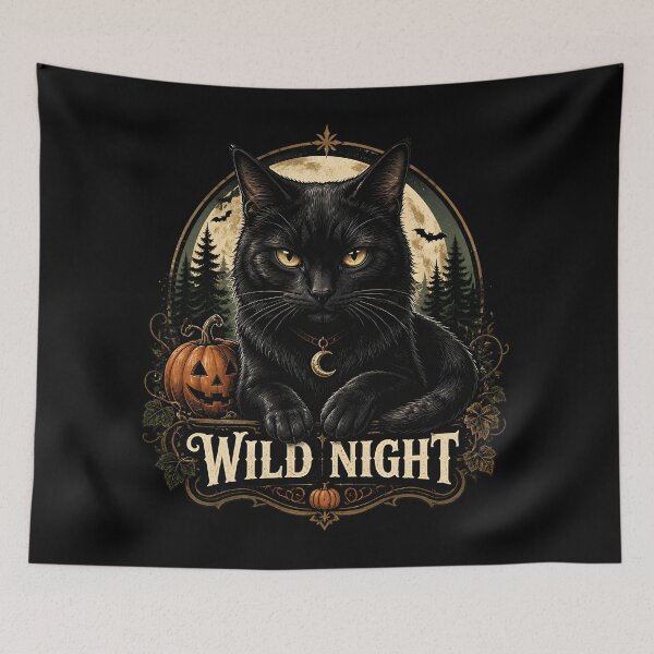 Item preview, Wild Forest Black Cat Vintage Halloween Label Halloween designed and sold by LiviuGligoros.