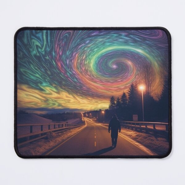 Item preview, Lone Walker Beneath a Swirling Cosmic Vortex Sky designed and sold by MongLongStudio.
