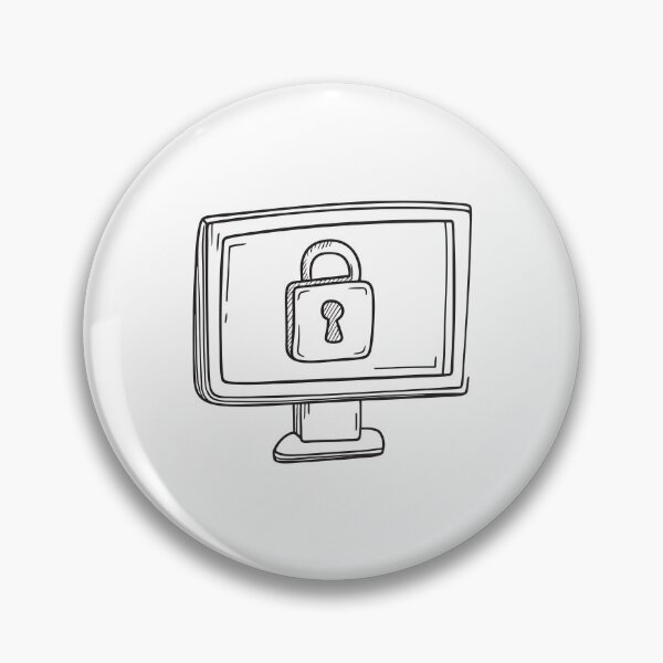 Item preview, Doodle illustration of a digital lock icon displayed on a computer screen designed and sold by rasagamastore.