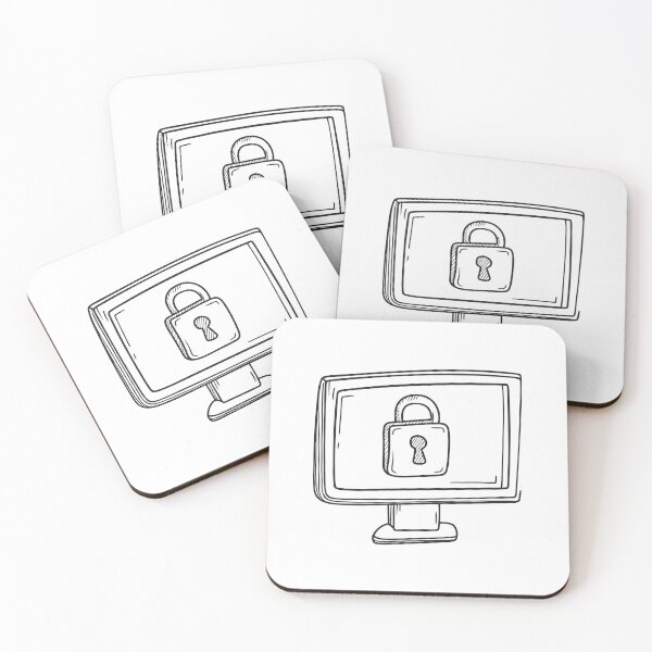 Item preview, Doodle illustration of a digital lock icon displayed on a computer screen designed and sold by rasagamastore.