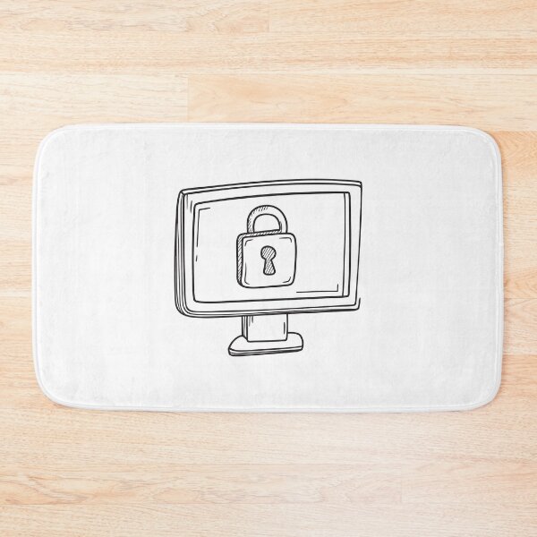 Item preview, Doodle illustration of a digital lock icon displayed on a computer screen designed and sold by rasagamastore.