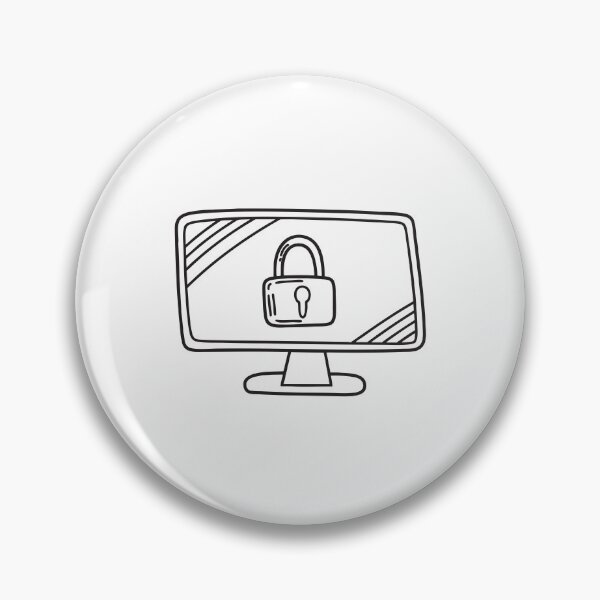 Item preview, Doodle illustration of a digital lock icon appearing on a desktop monitor designed and sold by rasagamastore.