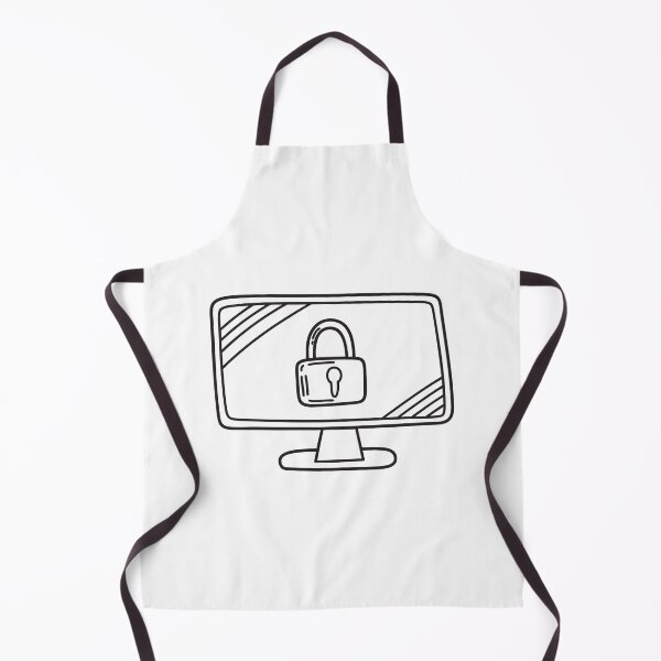 Item preview, Doodle illustration of a digital lock icon appearing on a desktop monitor designed and sold by rasagamastore.