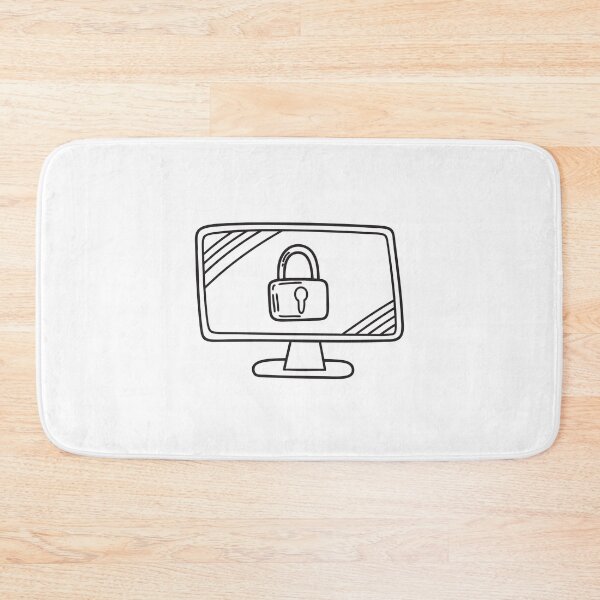 Item preview, Doodle illustration of a digital lock icon appearing on a desktop monitor designed and sold by rasagamastore.